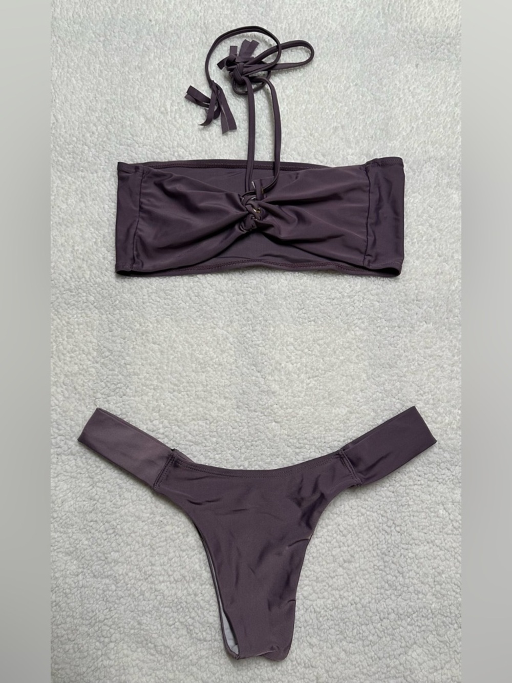 Women's Strapless Knot Bikini Set in Deep Plum
